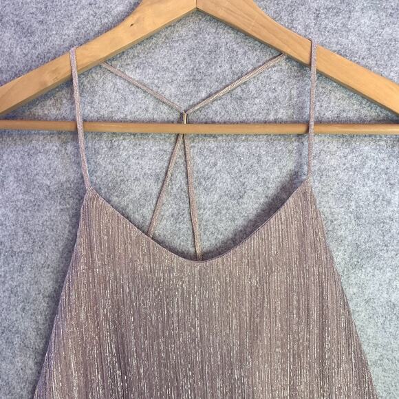 Express Pale Pink Shiny Cami, Women’s M, Metallic Spaghetti Strap New Years Eve - Picture 5 of 12